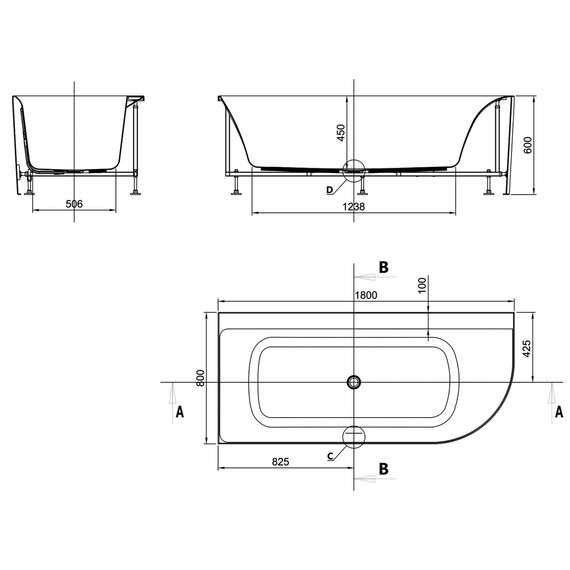 Ванна акриловая Azario Creo Ceramique Mist A 180x80 см AZ-8649-A-1.8, в комплекте с сифоном и металлической рамой фото 3