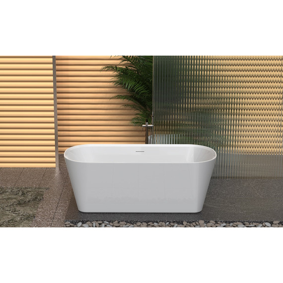 Ванна отдельностоящая Azario Creo Ceramique Crisp 150x75 см AZ-8692-1.5, в комплекте с сифоном и металлической рамой фото 2