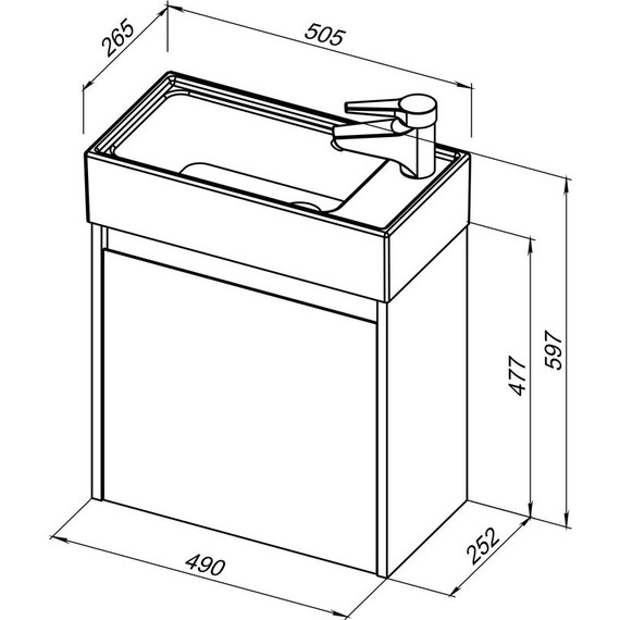 Тумба подвесная с раковиной Aquanet Nova Lite 50 см 00298853, белый глянец фото 12