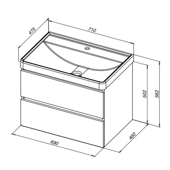 Тумба подвесная с раковиной Aquanet Вега 70 см 00308333, белый фото 15
