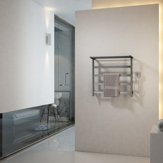 Полотенцесушитель электрический Wonzon & Woghand Essen с полкой П5 548x510 мм WW-A402-GM, темный графит фото 2