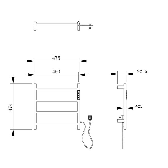 Полотенцесушитель электрический Wonzon & Woghand Bonn П4 450x474 мм WW-AL404-BR, никель фото 2