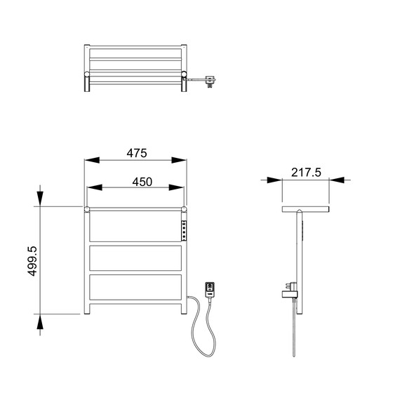 Полотенцесушитель электрический Wonzon & Woghand Bonn с полкой П4 450x500 мм WW-AL402-BR, никель фото 6