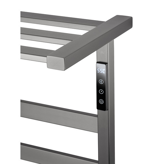 Полотенцесушитель электрический Wonzon & Woghand Frankfurt с полкой П7 450x640 мм WW-A1026-GM, темный графит фото 4