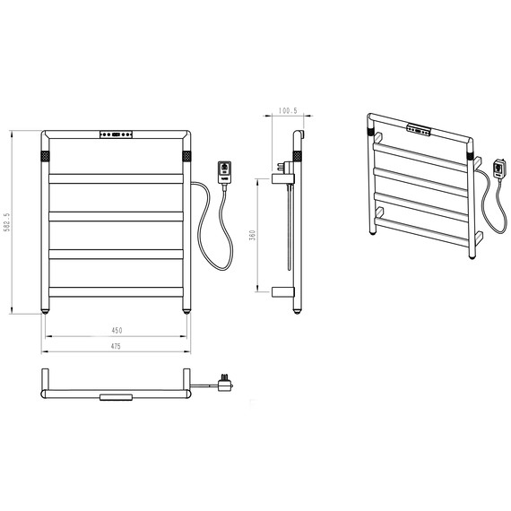 Полотенцесушитель электрический Wonzon & Woghand Köln П5 450x582 мм WW-A6014-BG, золото фото 5