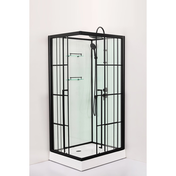 Душевая кабина Loranto 100х100 см CS-3008TM/W-100R, чёрный/прозрачное фото 2