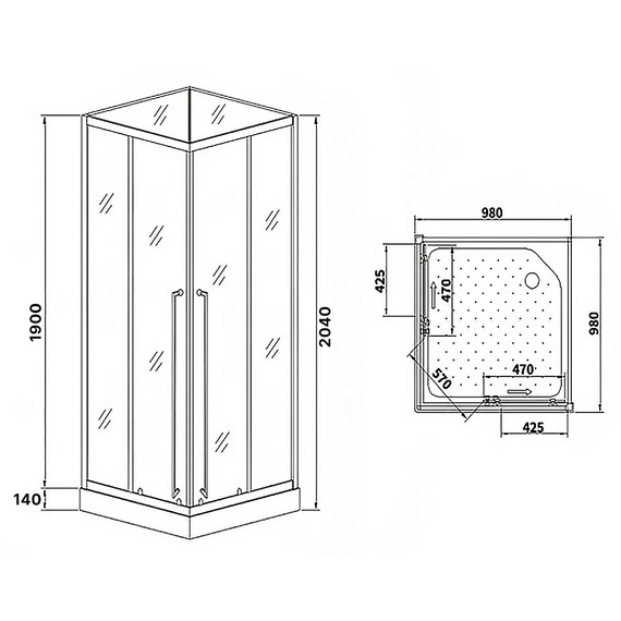 Душевая кабина Loranto 100х100 см CS-3008TM/W-100R, чёрный/прозрачное фото 3
