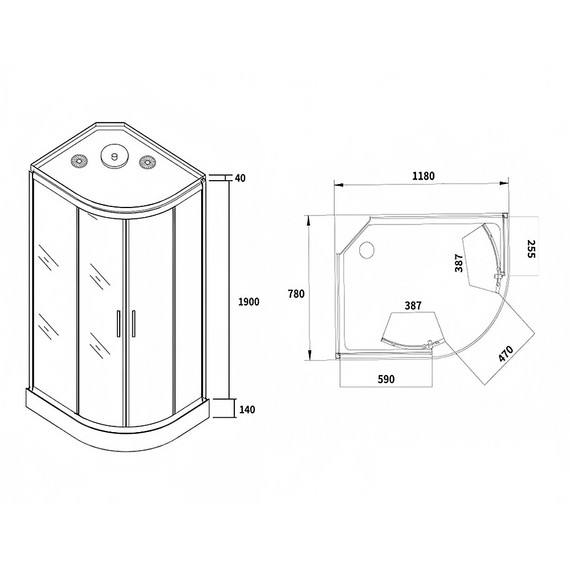 Душевая кабина Loranto 118x78 см CS-876ECTM/W-120 L, белый/матовое фото 3