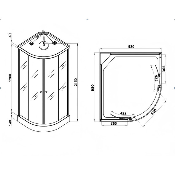 Душевая кабина Loranto 100x100 см CS-881EA13TM/B-100, хром/тонированное фото 3