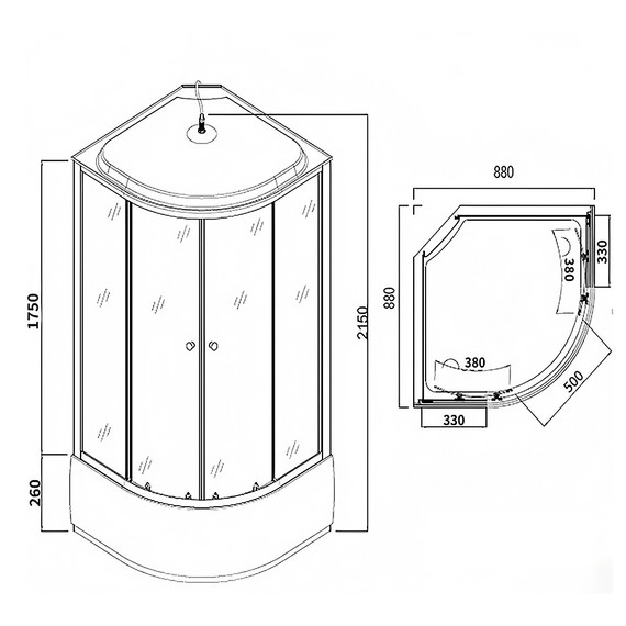Душевая кабина Loranto 90x90 см CS-881EC26TM/W-90, чёрный/матовое фото 3