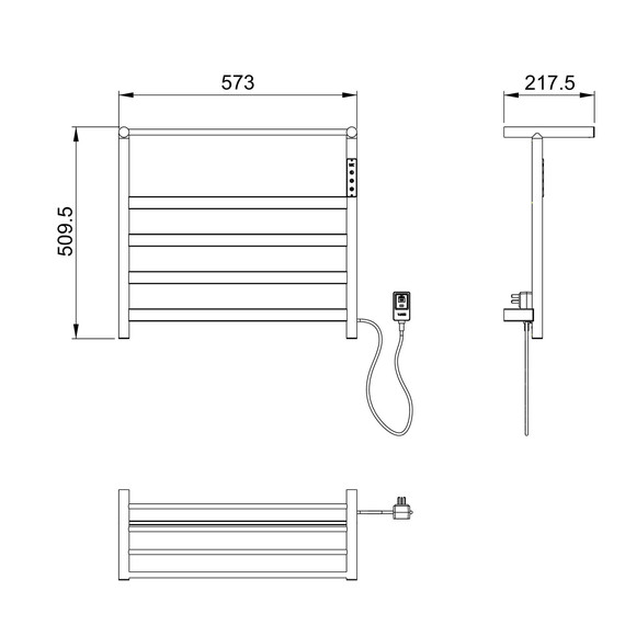 Полотенцесушитель электрический Wonzon & Woghand Essen с полкой П5 548x510 мм WW-A402-BR, никель фото 6