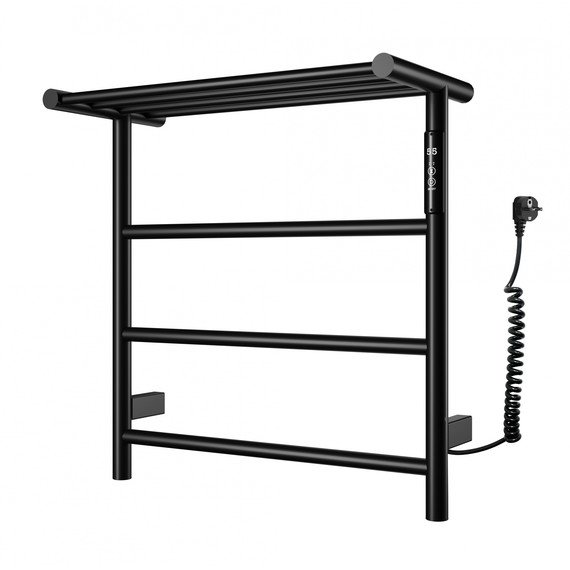 Полотенцесушитель электрический Wonzon & Woghand Bonn с полкой П4 450x500 мм WW-AL402-MB, чёрный фото 