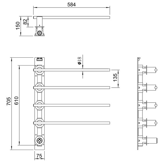 Полотенцесушитель электрический Wonzon & Woghand Dortmund П4 584x610 мм WW-A364-MW, белый фото 5
