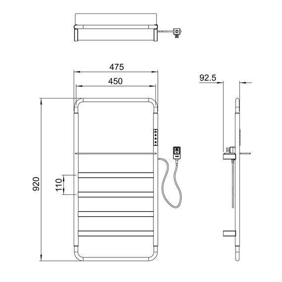 Полотенцесушитель электрический Wonzon & Woghand Düsseldorf П7 450x920 мм WW-A203-GM, темный графит фото 5