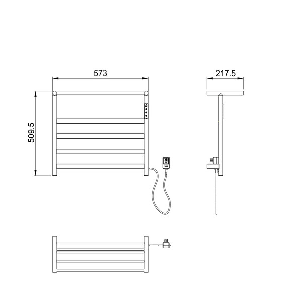 Полотенцесушитель электрический Wonzon & Woghand Essen с полкой П5 548x510 мм WW-A402-GM, темный графит фото 3