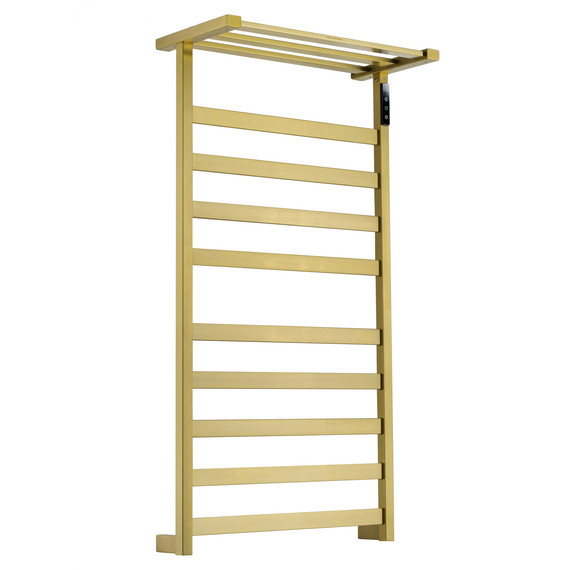 Полотенцесушитель электрический Wonzon & Woghand Frankfurt с полкой П10 450x900 мм WW-1029-BG, золото фото 