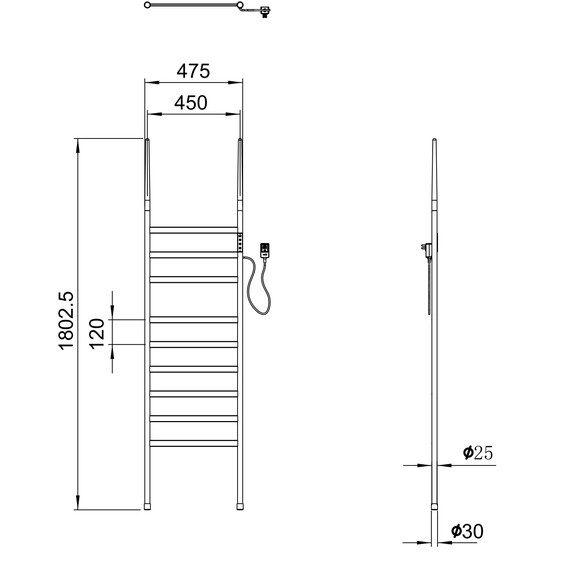 Полотенцесушитель электрический Wonzon & Woghand Bremen П9 450x1800 мм WW-A207-BG, золото фото 6