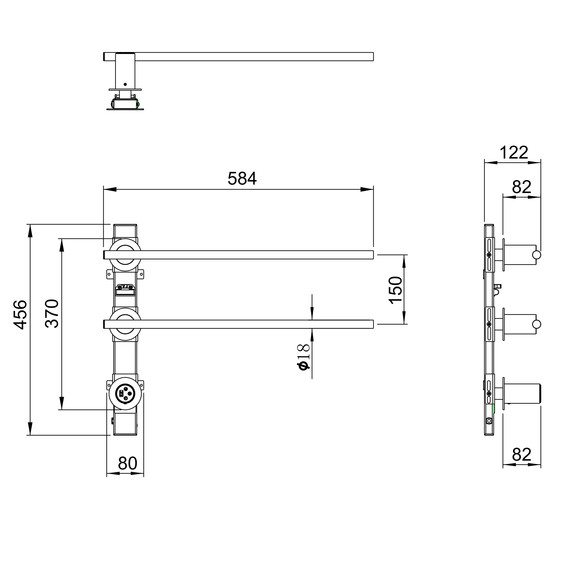 Полотенцесушитель электрический Wonzon & Woghand Dortmund П2 586x390 мм WW-A362-MB, чёрный фото 7