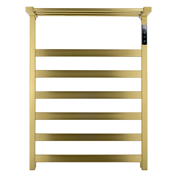 Полотенцесушитель электрический Wonzon & Woghand Frankfurt с полкой П7 450x640 мм WW-A1026-BG, золото фото 2