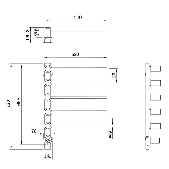 Полотенцесушитель электрический Wonzon & Woghand Hamburg П5 520x665 мм WW-AL315-BG, золото фото 6