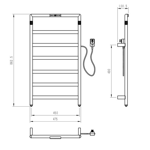 Полотенцесушитель электрический Wonzon & Woghand Köln П7 450x862 мм WW-A6016-BG, золото фото 5
