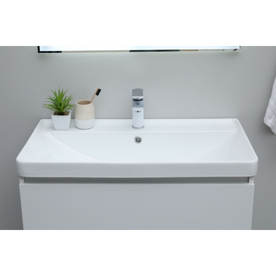 Тумба напольная с раковиной Aquanet Ирис New 80 см 00310154 (2 ящика) белый глянец фото 13