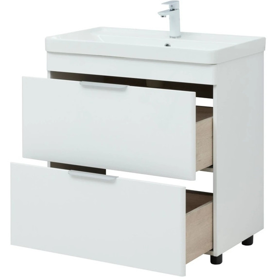 Тумба напольная с раковиной Aquanet Ирис New 80 см 00310154 (2 ящика) белый глянец фото 8