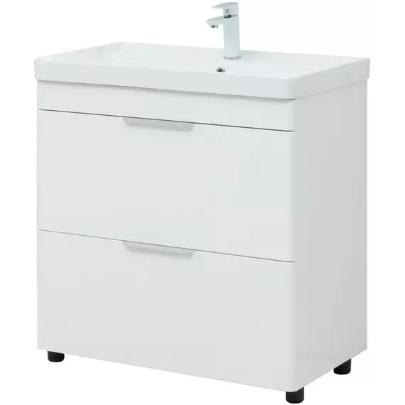 Тумба напольная с раковиной Aquanet Ирис New 80 см 00310154 (2 ящика) белый глянец фото 4