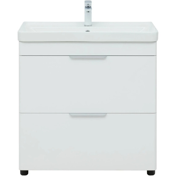 Тумба напольная с раковиной Aquanet Ирис New 80 см 00310154 (2 ящика) белый глянец фото 3
