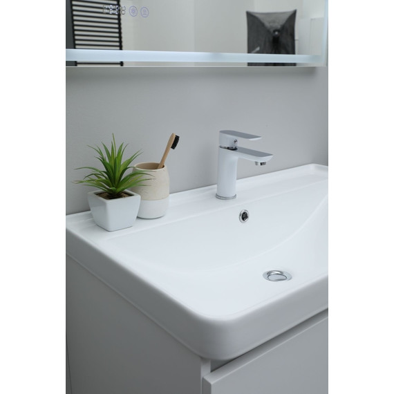 Тумба напольная с раковиной Aquanet Ирис New 80 см 00310154 (2 ящика) белый глянец фото 9