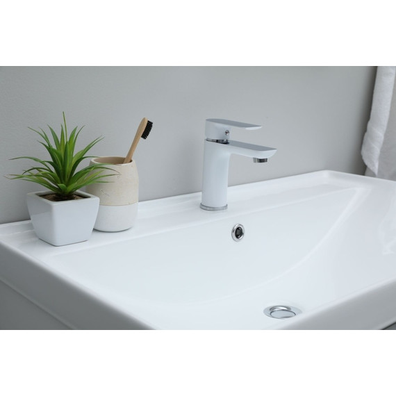 Тумба напольная с раковиной Aquanet Ирис New 80 см 00310154 (2 ящика) белый глянец фото 10