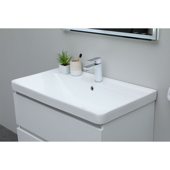 Тумба напольная с раковиной Aquanet Ирис New 80 см 00310154 (2 ящика) белый глянец фото 11