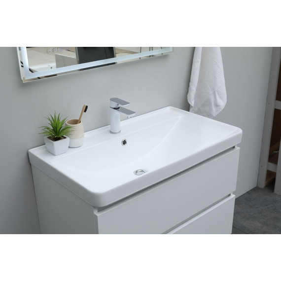 Тумба напольная с раковиной Aquanet Ирис New 80 см 00310154 (2 ящика) белый глянец фото 12