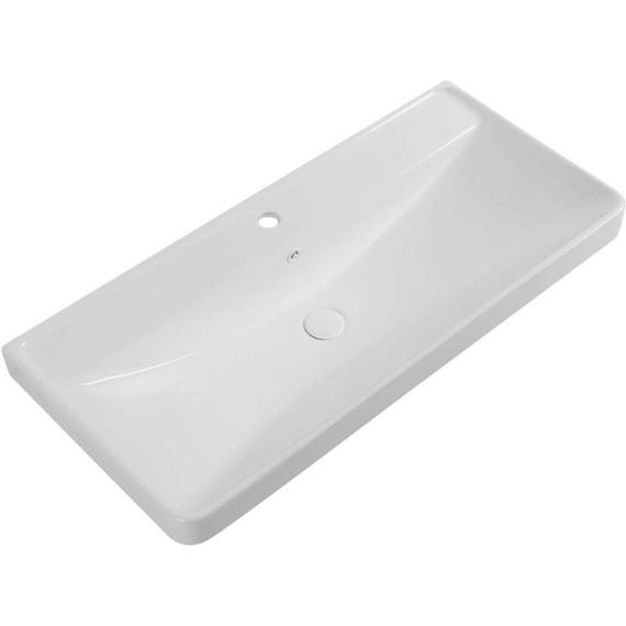 Тумба подвесная с раковиной Aquanet Вега 100 см 00316655, белый глянец фото 2