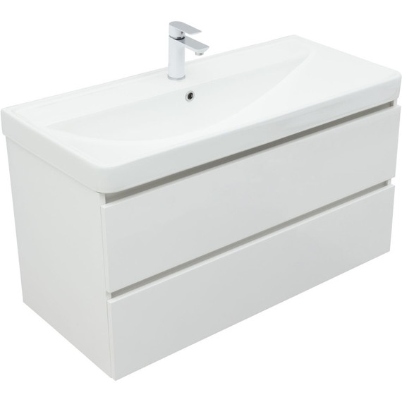 Тумба подвесная с раковиной Aquanet Вега 100 см 00316655, белый глянец фото 4