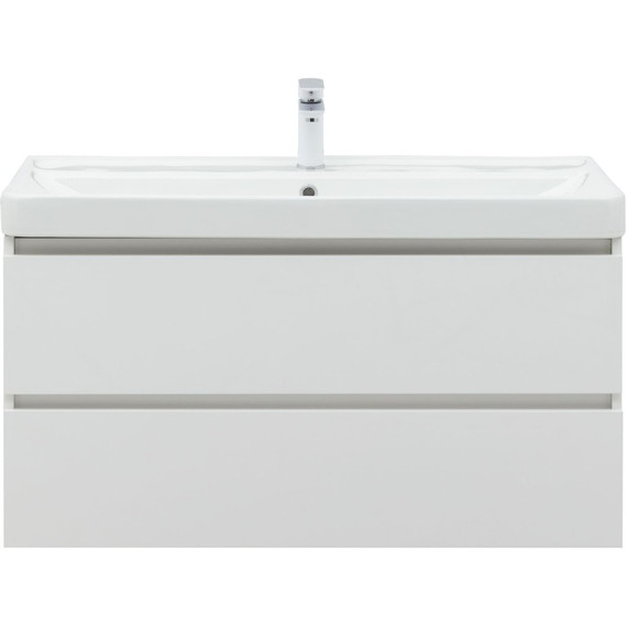 Тумба подвесная с раковиной Aquanet Вега 100 см 00316655, белый глянец фото 3