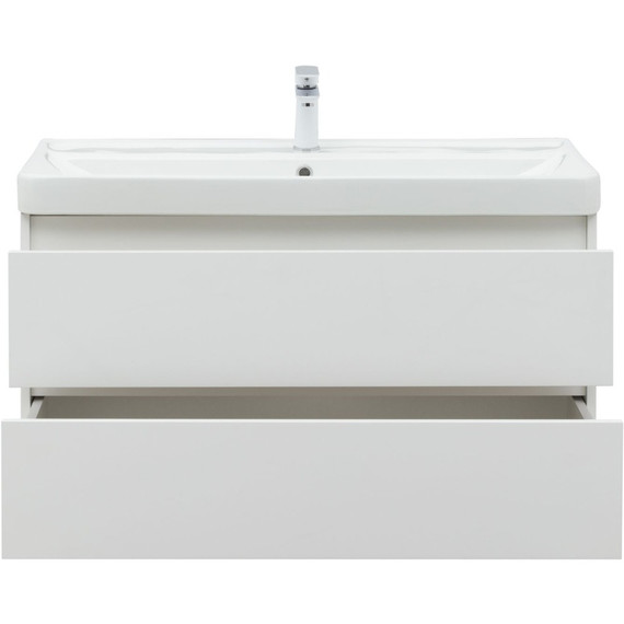 Тумба подвесная с раковиной Aquanet Вега 100 см 00316655, белый глянец фото 6