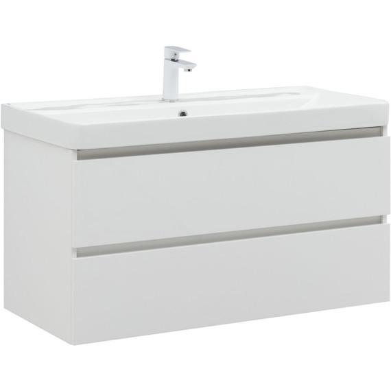 Тумба подвесная с раковиной Aquanet Вега 100 см 00316655, белый глянец фото 