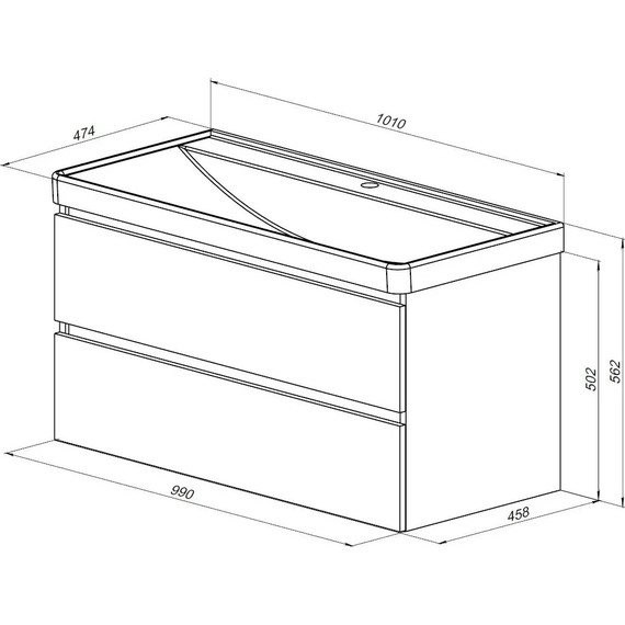 Тумба подвесная с раковиной Aquanet Вега 100 см 00316655, белый глянец фото 19