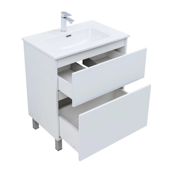 Тумба напольная с раковиной Aquanet Вега 70 см 00344122 (2 ящика) белый глянец фото 7