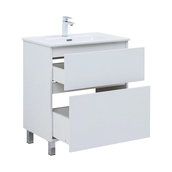 Тумба напольная с раковиной Aquanet Вега 70 см 00344122 (2 ящика) белый глянец фото 8