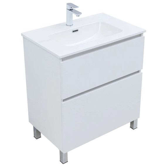 Тумба напольная с раковиной Aquanet Вега 70 см 00344122 (2 ящика) белый глянец фото 4
