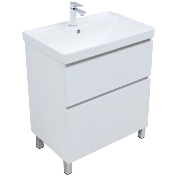 Тумба напольная с раковиной Aquanet Вега 70 см 00344122 (2 ящика) белый глянец фото 