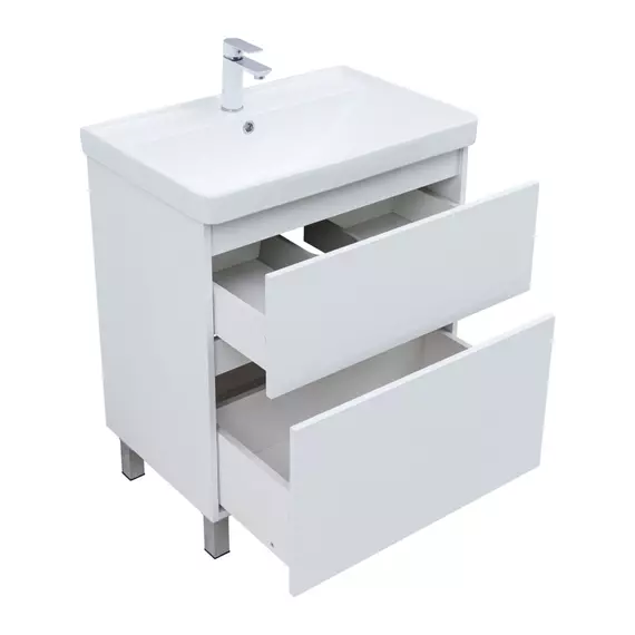 Тумба напольная с раковиной Aquanet Вега 70 см 00344122 (2 ящика) белый глянец фото 5