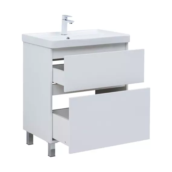 Тумба напольная с раковиной Aquanet Вега 70 см 00344122 (2 ящика) белый глянец фото 6