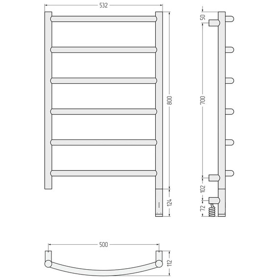 Полотенцесушитель электрический Сунержа Галант 3.1 П6 500x800 мм 03-6001-8050 R, золото фото 5