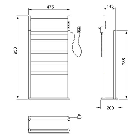 Полотенцесушитель электрический Wonzon & Woghand Essen П7 475x958 мм WW-A407-BG, золото фото 6