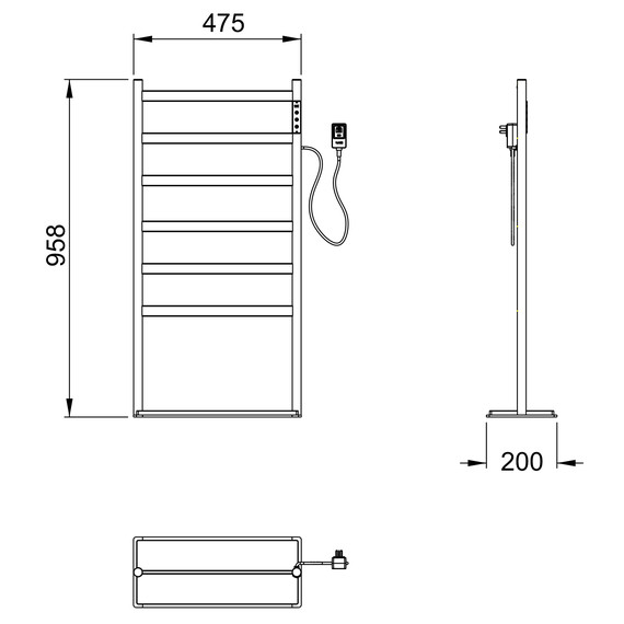 Полотенцесушитель электрический Wonzon & Woghand Essen П6 476x959 мм WW-A406-MB, чёрный фото 5
