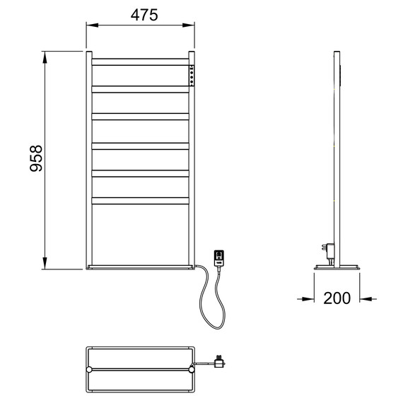 Полотенцесушитель электрический Wonzon & Woghand Essen П6 475x958 мм WW-A406-GM, темный графит фото 6