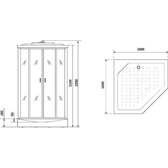 Душевая кабина Niagara Premium NG 6002D-01 100x100 см, хром/прозрачное (безсиликоновая сборка) фото 8